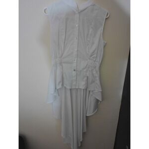 TYLI High Low Blouse Womens Small White Avant Garde Cinched Waist Sleeveless Top